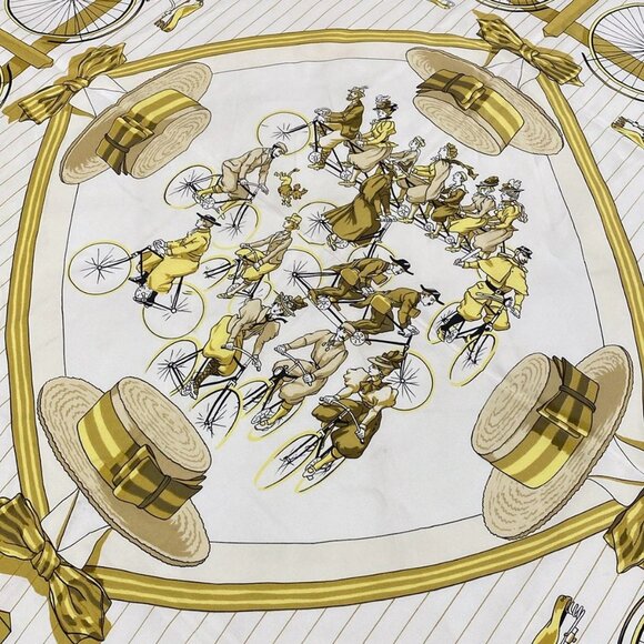 Auth HERMES Carre 90 - Cream Dark yellow Multi Scarf - Picture 4 of 5